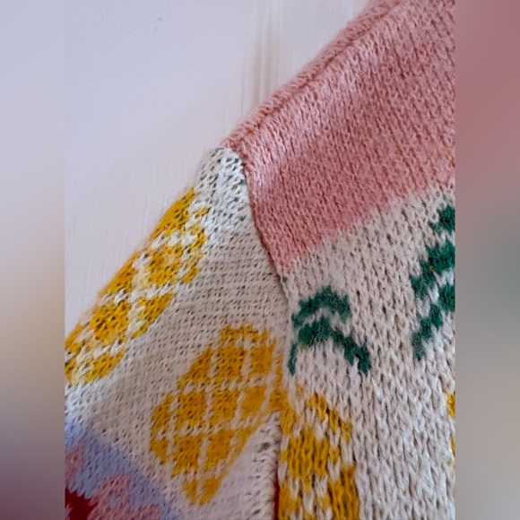 Zara Knit Sweater Fruit Pattern Strawberry Pineapple Cherry Size US L - Picture 4 of 6